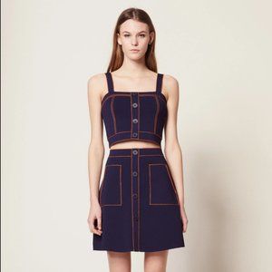 Sandro Skirt - Knit, Stretchy, Contrast Stitching, French Size 1